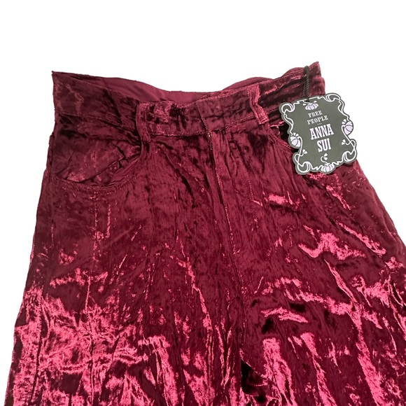 FINAL Last DAY NWT Anna Sui x FP Rose Garden Velvet Rose Embroidered Pants 0 - Picture 8 of 16